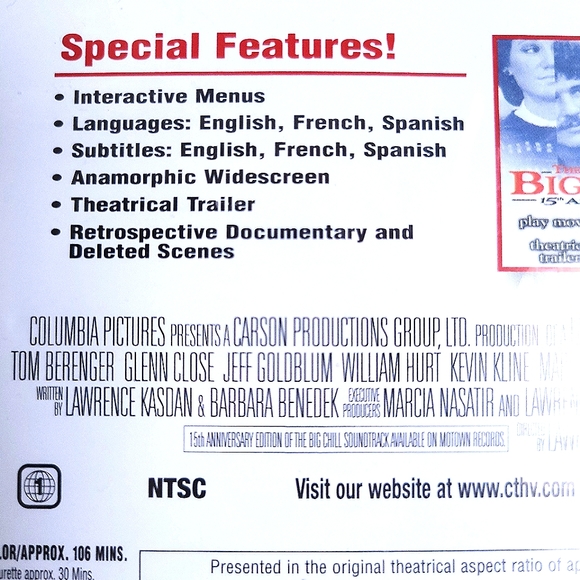 Vtg NWT The Big Chill 15th Anniversary Collector's Edition DVD 1998 Still Sealed - Picture 4 of 5